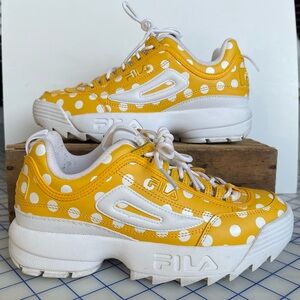Fila yellow polka dot athletic shoe, women’s sizer 8 1/2